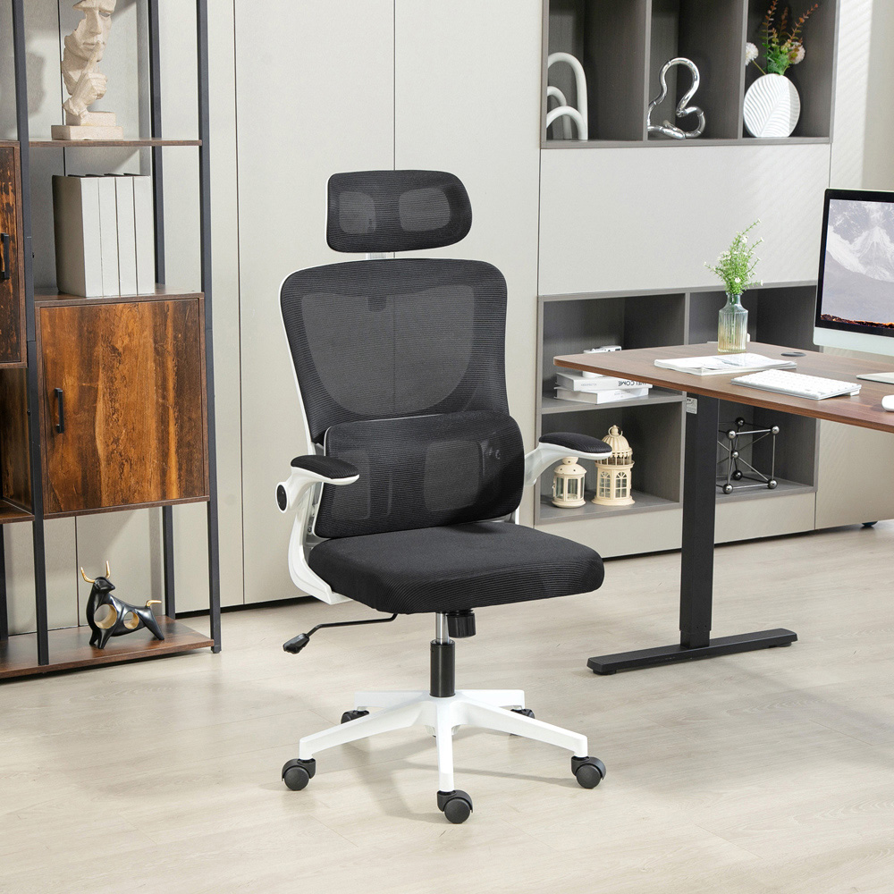 Portland Black Mesh Recliner Office Chair with Adjustable Headrest and Lumbar Support Image 8