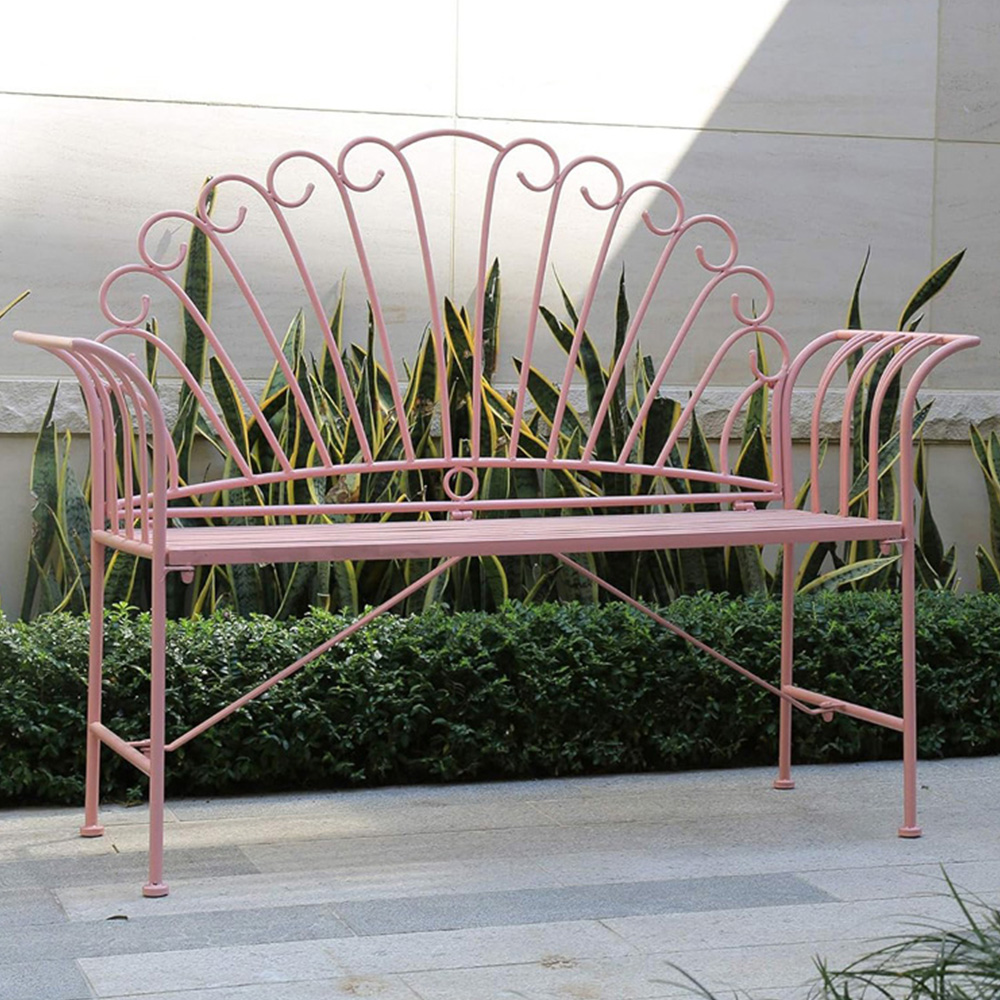 GlamHaus Palermo Blush Pink Garden Bench Image 1