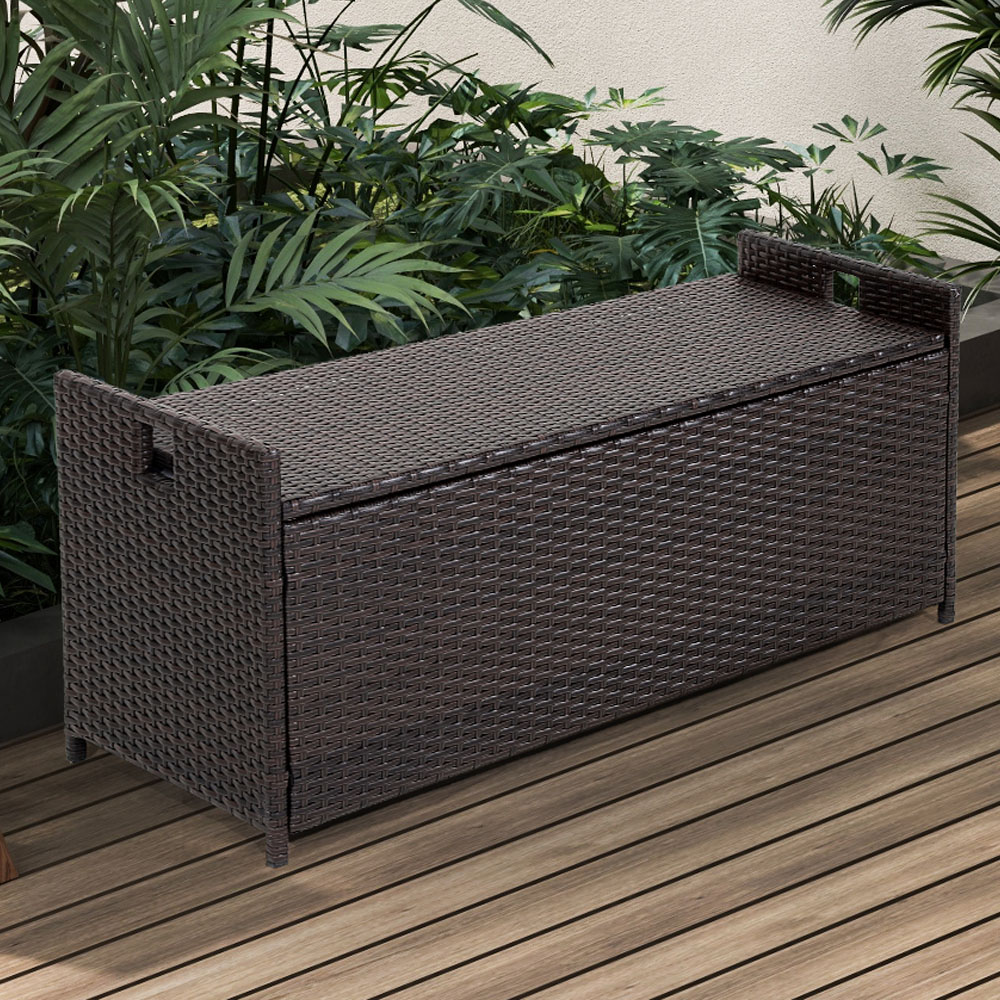 Costway Patio Storage Bench with Cushion 128L Image 1