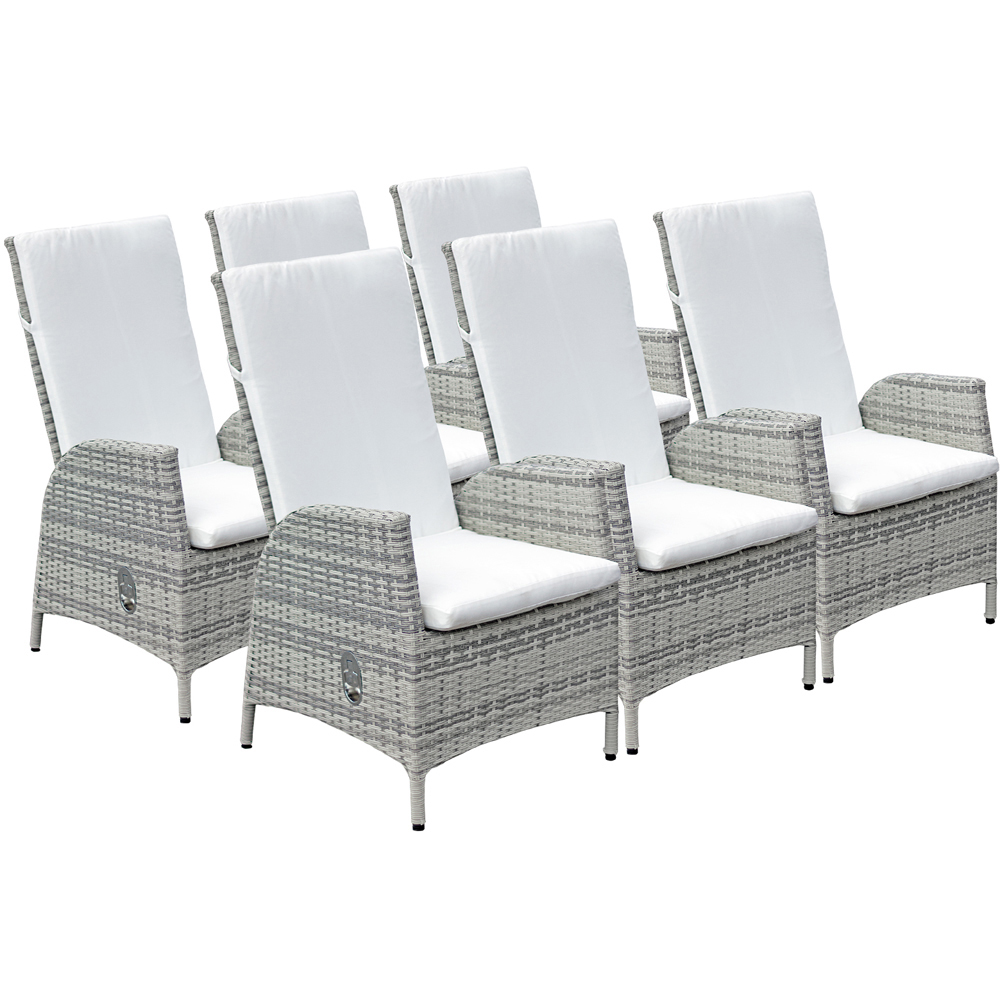 Oseasons Lisbon Set of 6 Mixed Grey Rattan Reclining Dining Chairs Image 2