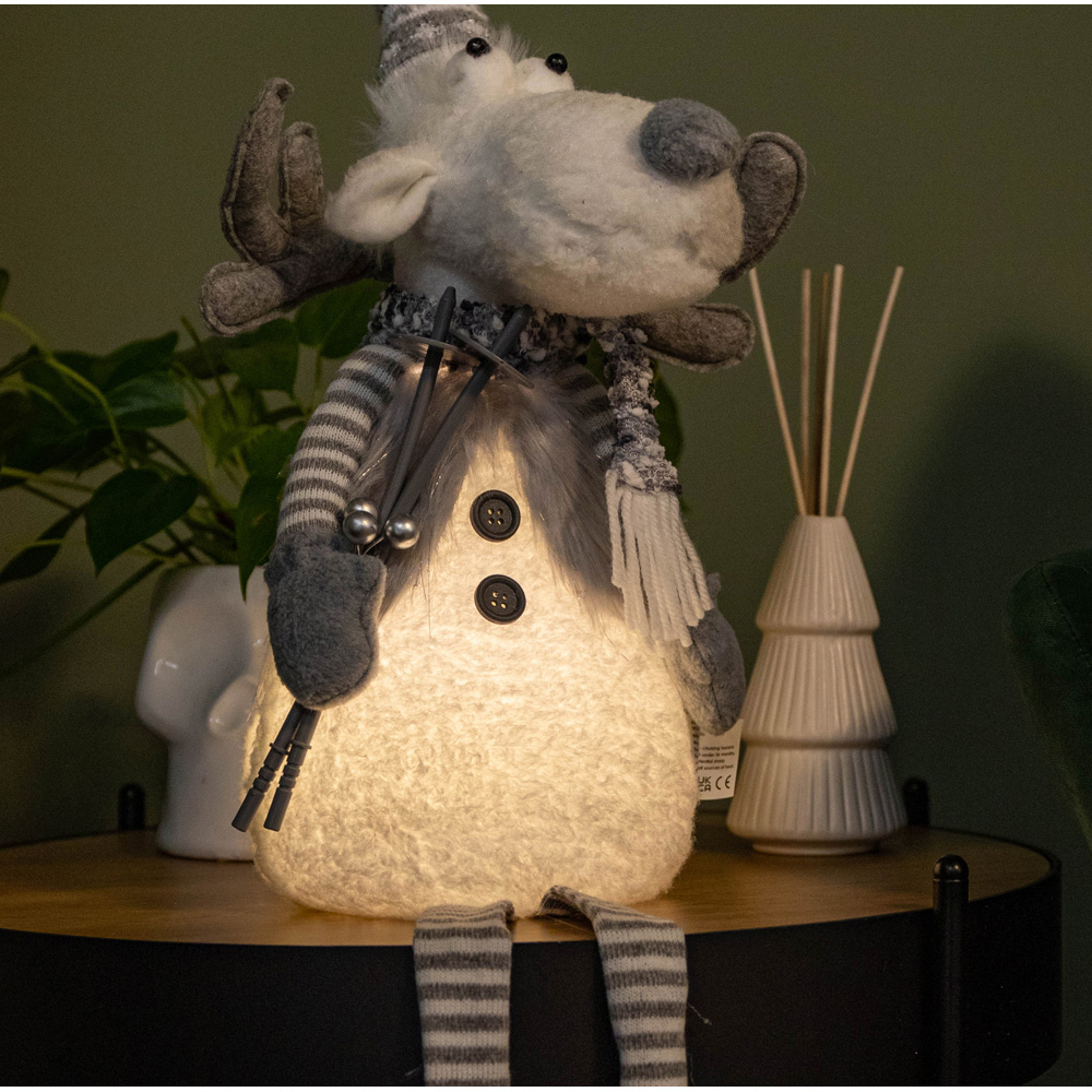 Samuel Alexander Light Up Grey Reindeer Christmas Decoration with Dangly Legs Image 5