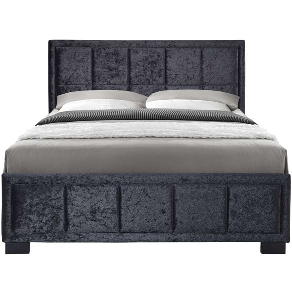 Hannover Double Black Velour Bed Frame Image 4