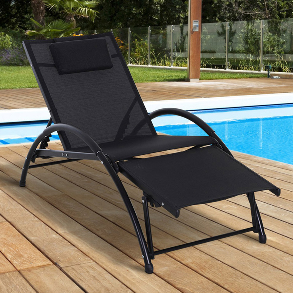 Outsunny Black Recliner Sun Lounger Image 1