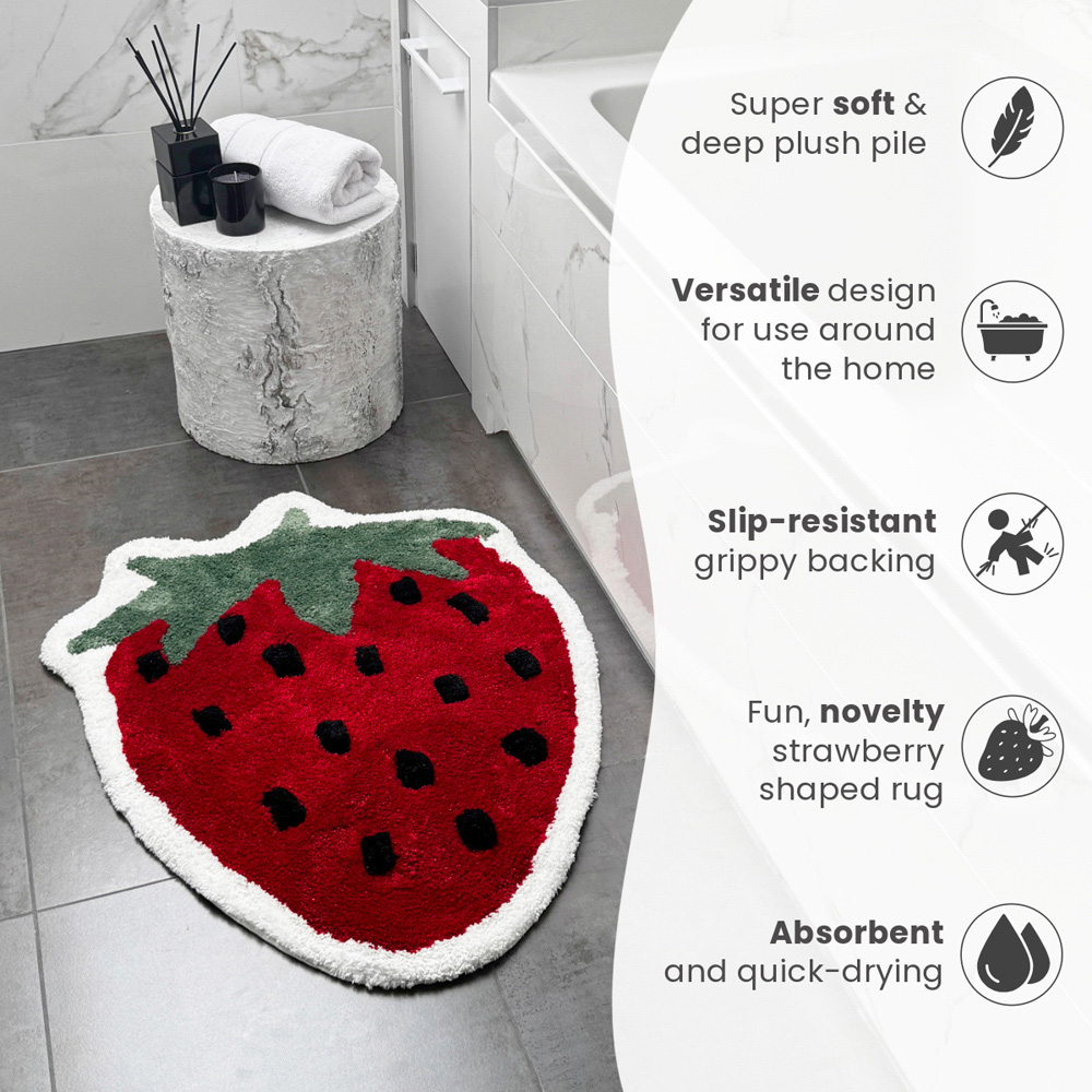 Mooky Mats Strawberry Shaped Non Slip Bath Mat 60 x 80cm Image 6