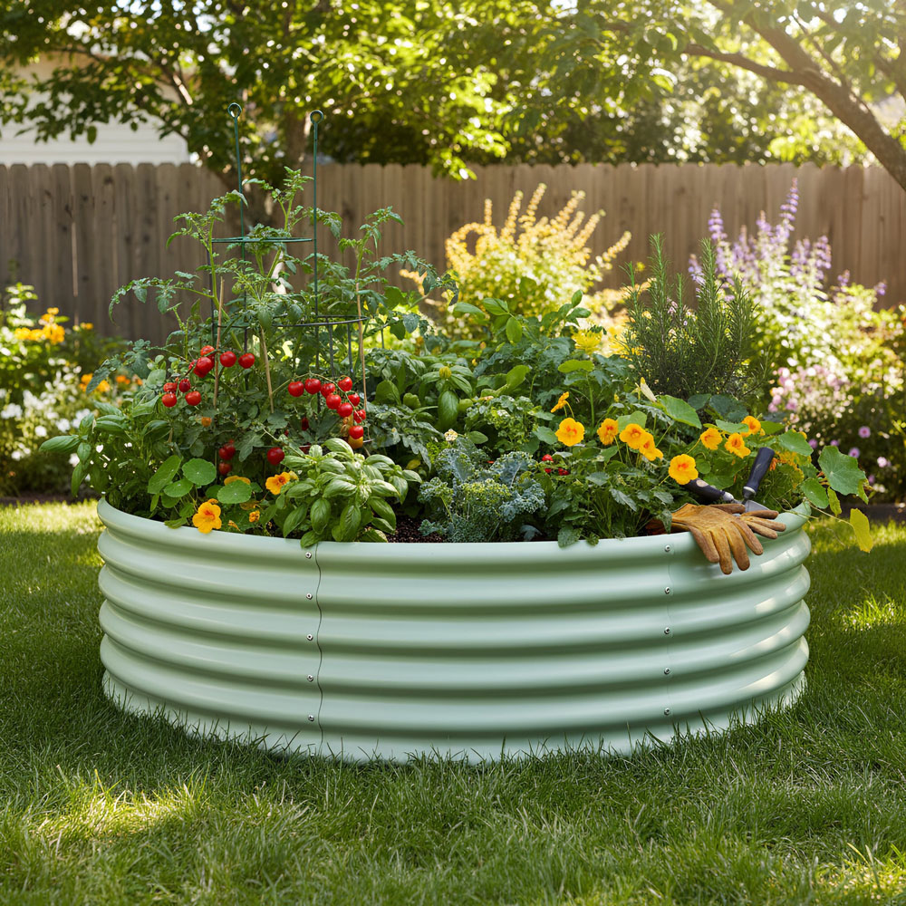 Harbour Housewares Green Round Raised Garden Bed 90 x 45cm 2 Pack Image 5