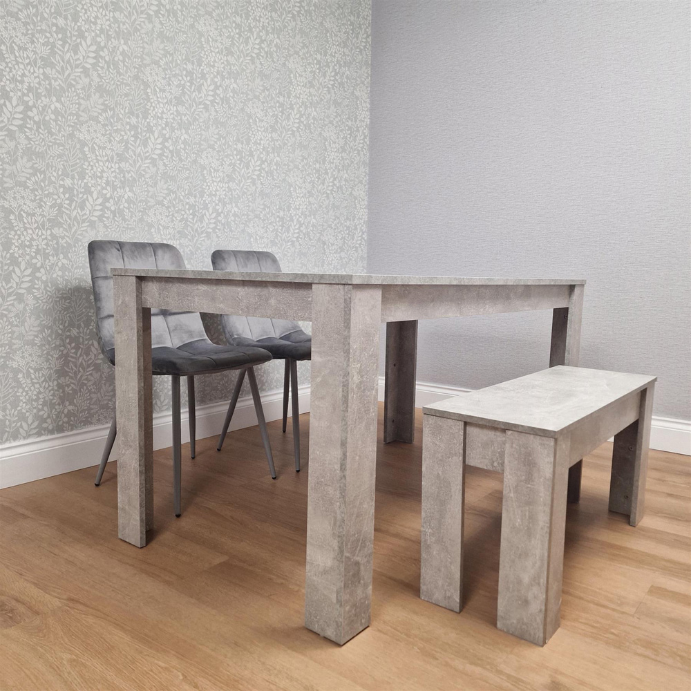 Kosy Koala 4 Seater Velvet Dining Bench Set Stone Grey Effect and Grey Image 4