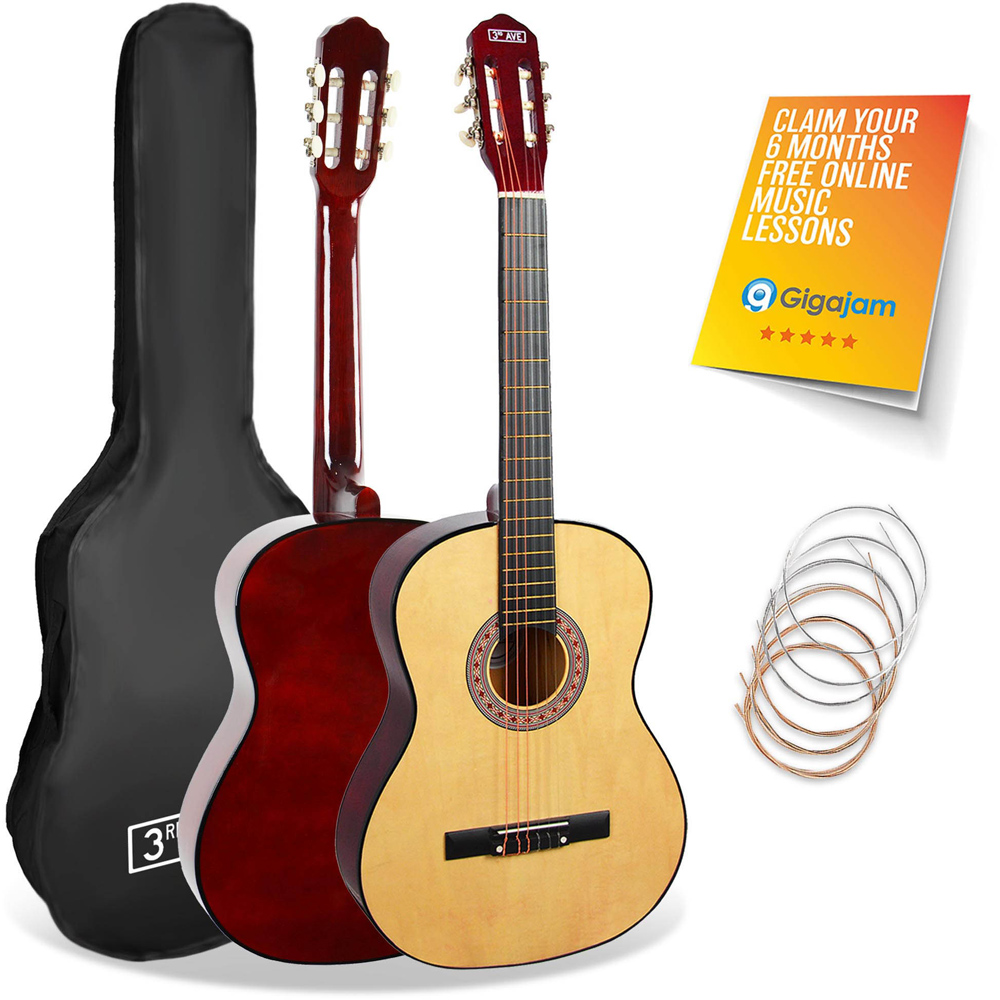 3rd Avenue Natural Full Size Classical Guitar Set Image 1