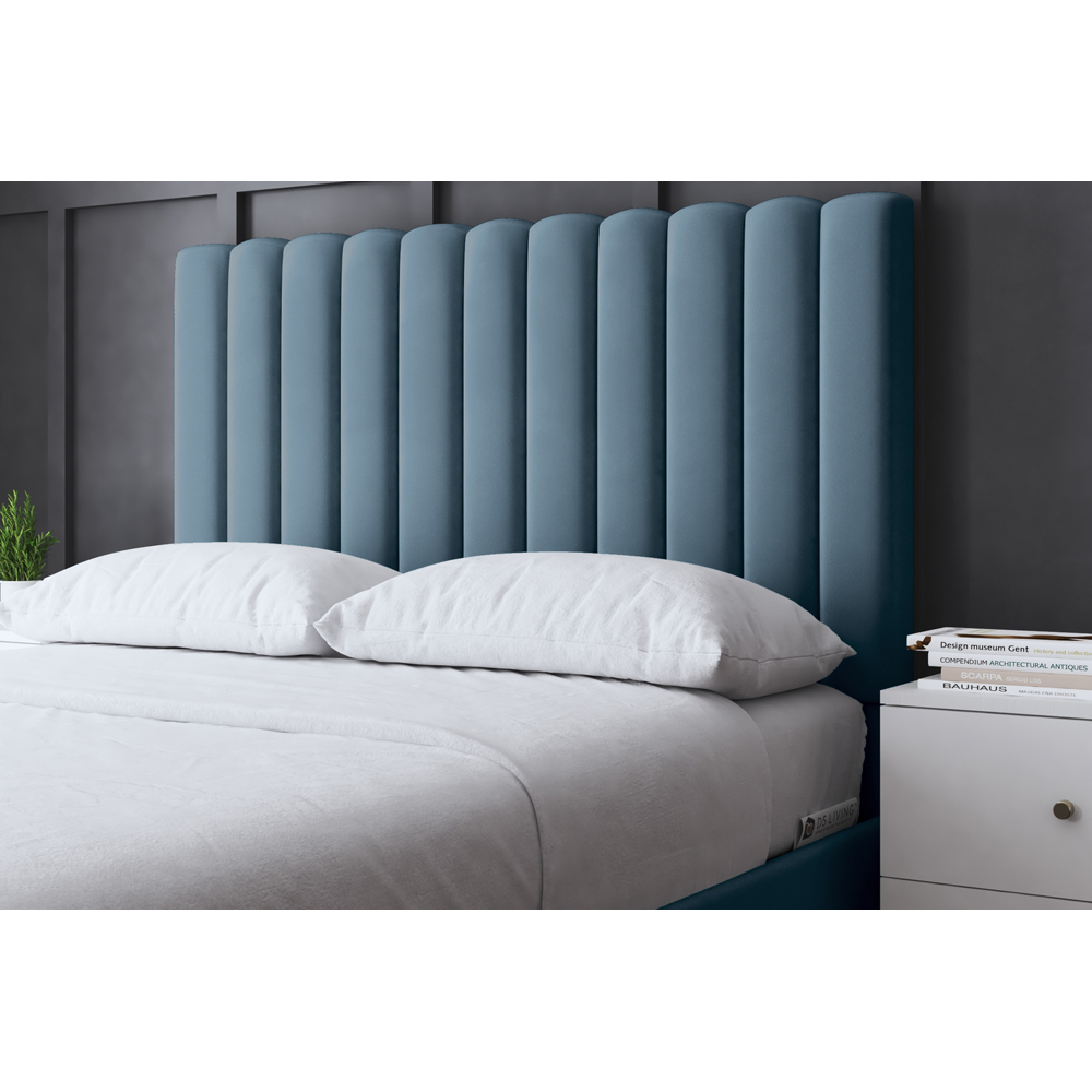 DS Living Evangeline Super King Blue Upholstered Bed Frame with Headboard Image 3