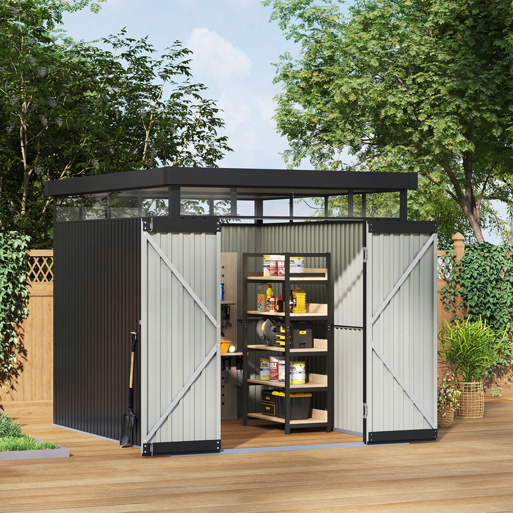 Living and Home 6.5 x 8.5ft Metal Garden Storage Shed with Transparent Windows Image 7