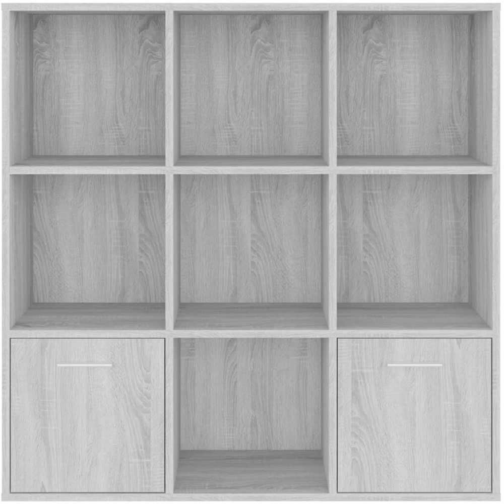 vidaXL 2 Door 7 Shelf Grey Sonoma Oak Bookcase Image 3