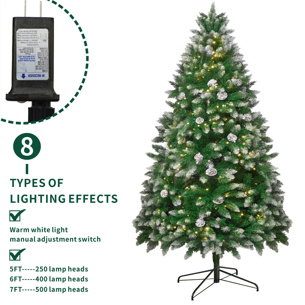 Abrihome Pre Lit Snow Flocked Artificial Christmas Tree 7ft Image 6