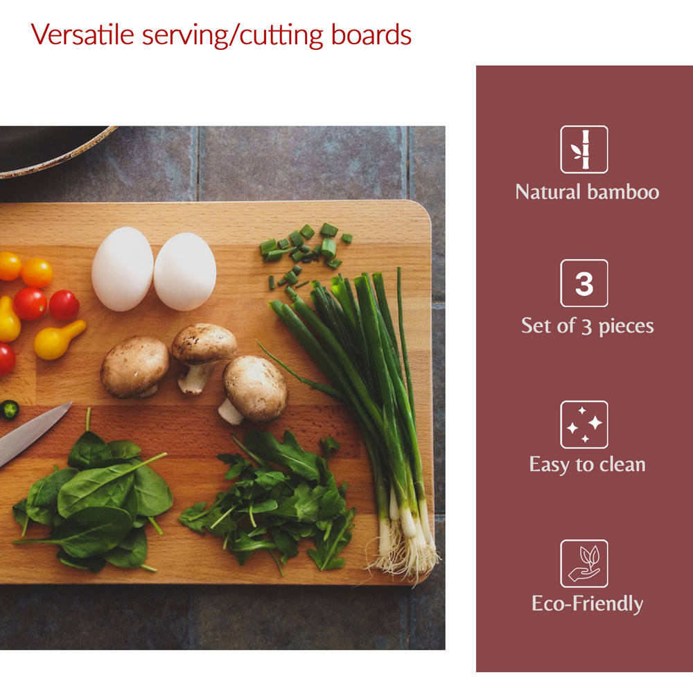 Innoteck Essentials 3 Piece Bamboo Chopping Board Image 4
