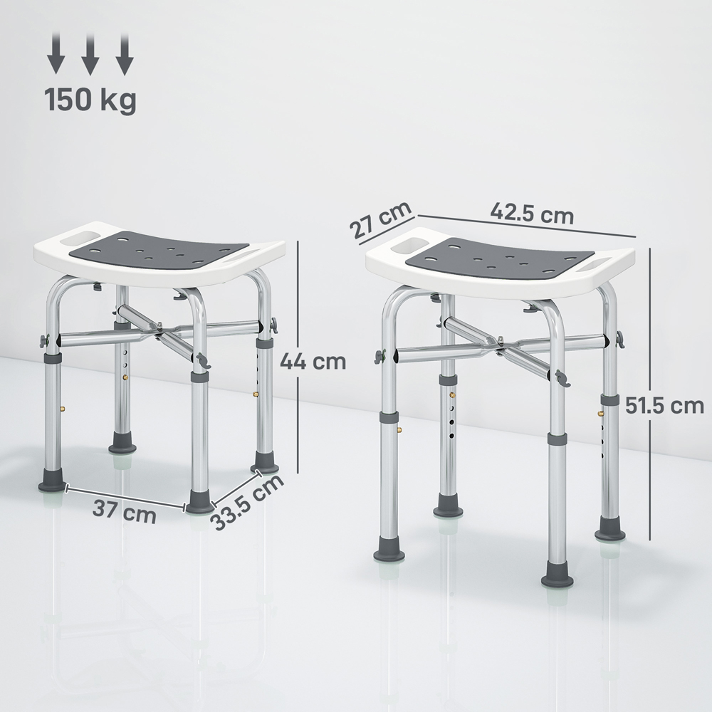 HOMCOM Grey Aluminium Height Adjustable Shower Stool Image 9