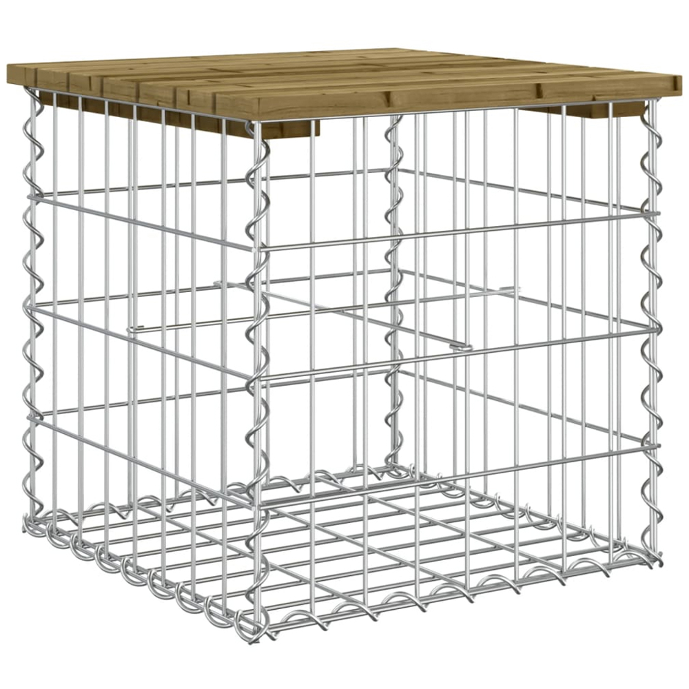 vidaXL Brown Solid Impregnated Pine Wood Gabion Design Garden Bench 43 x 44 x 42cm Image 4
