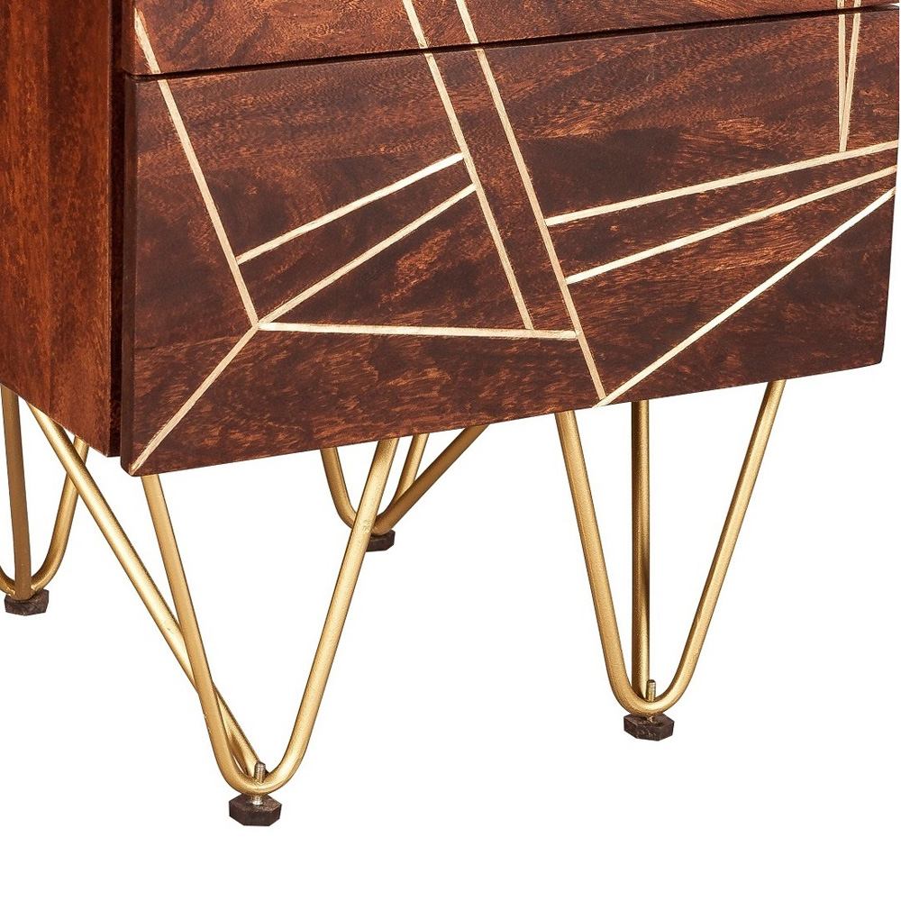 Brooklyn Ozella 2 Drawer Dark Gold Side Table Image 4