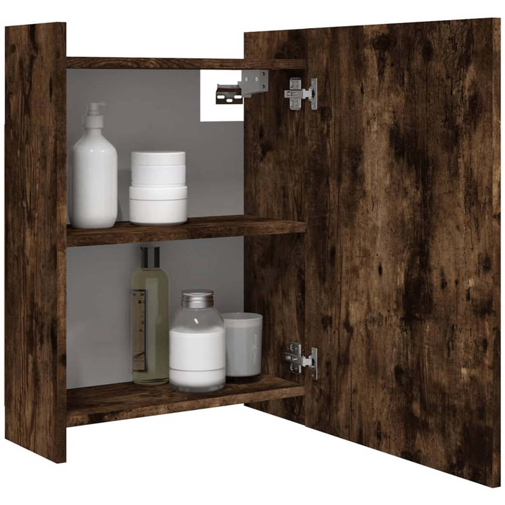 vidaXL Single Door 3 Shelf Smoked Oak Mirror Bathroom Cabinet Image 3
