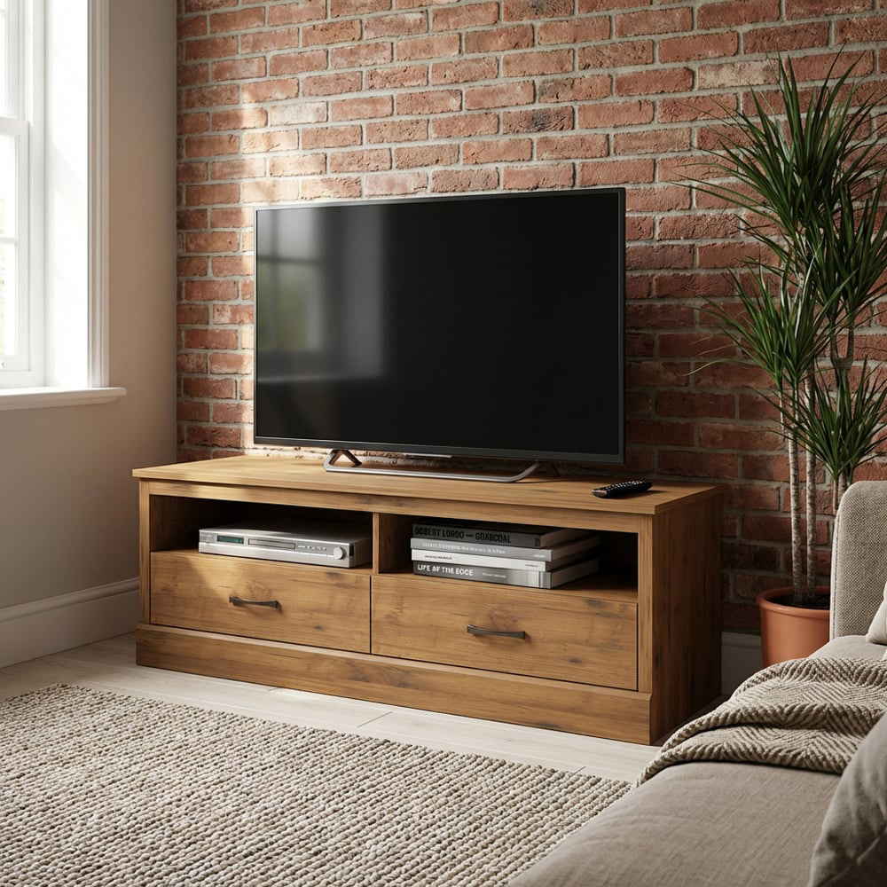 Camford 2 Drawer Mexican Pine Large TV Unit Image 2