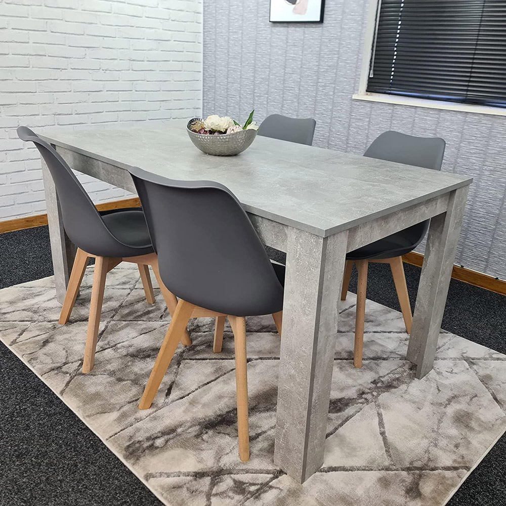 Portland Plastic Leather 4 Seater Dining Set Stone Grey and Grey Image 4