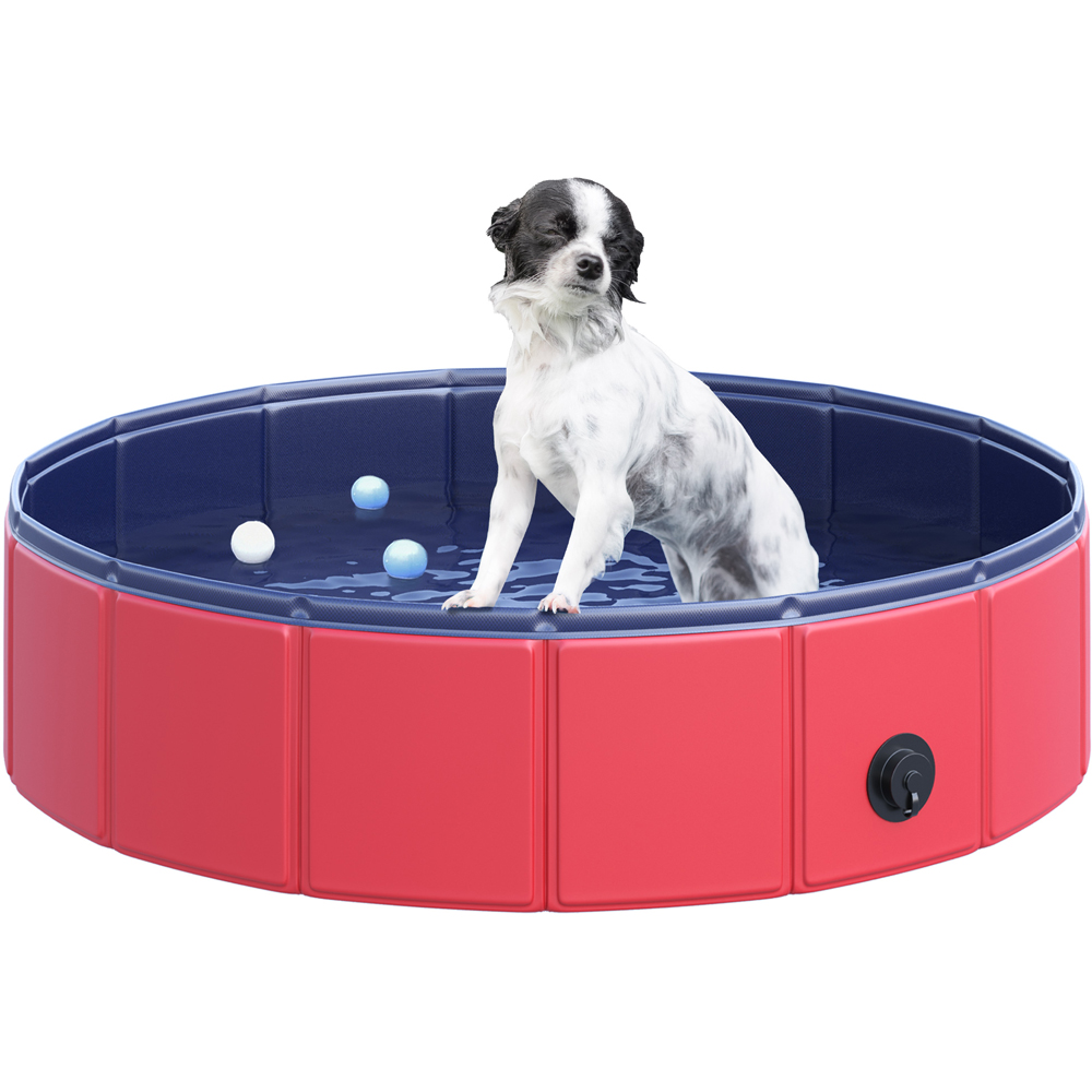 PawHut Red Foldable Pet Paddling Pool Image 3