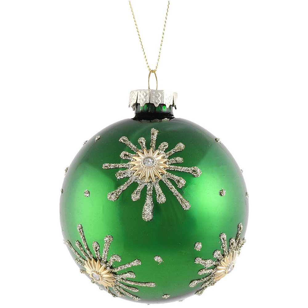 Green and Gold Shiny Decorative Bauble - Green Image 3
