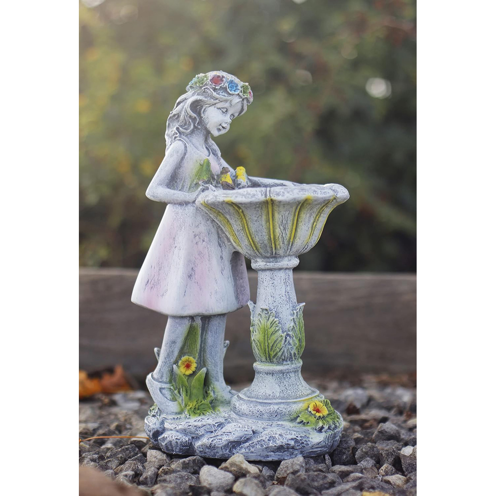 Marco Paul Solar Resin Fairy Bird Bath Image 4