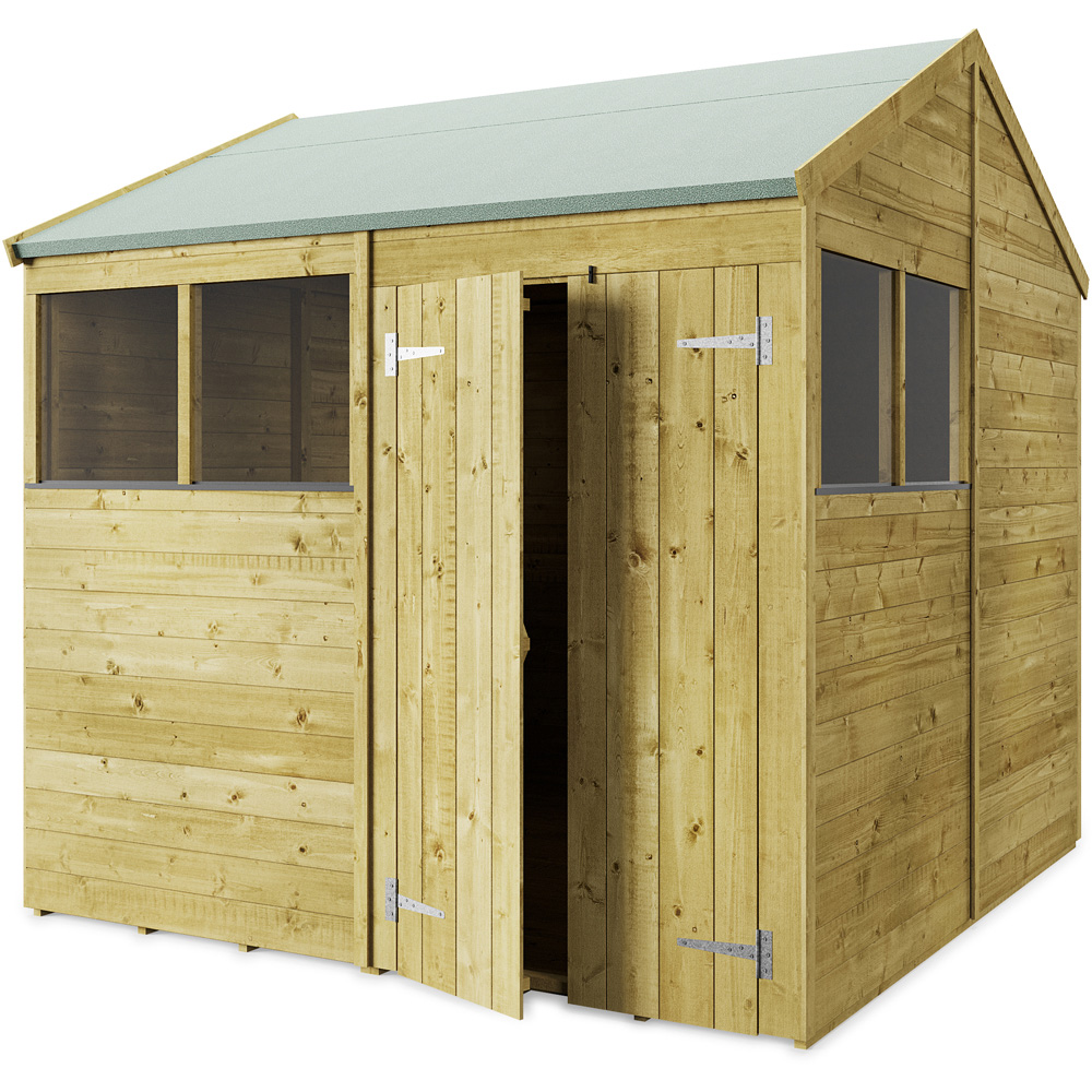 StoreMore 8 x 8ft Double Door Tongue and Groove Apex Shed with Window Image 1