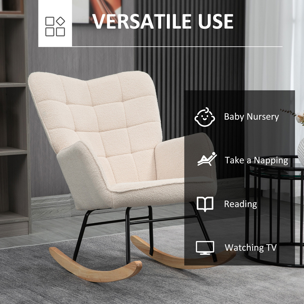 Portland Beige Wing Back Rocking Chair Image 6