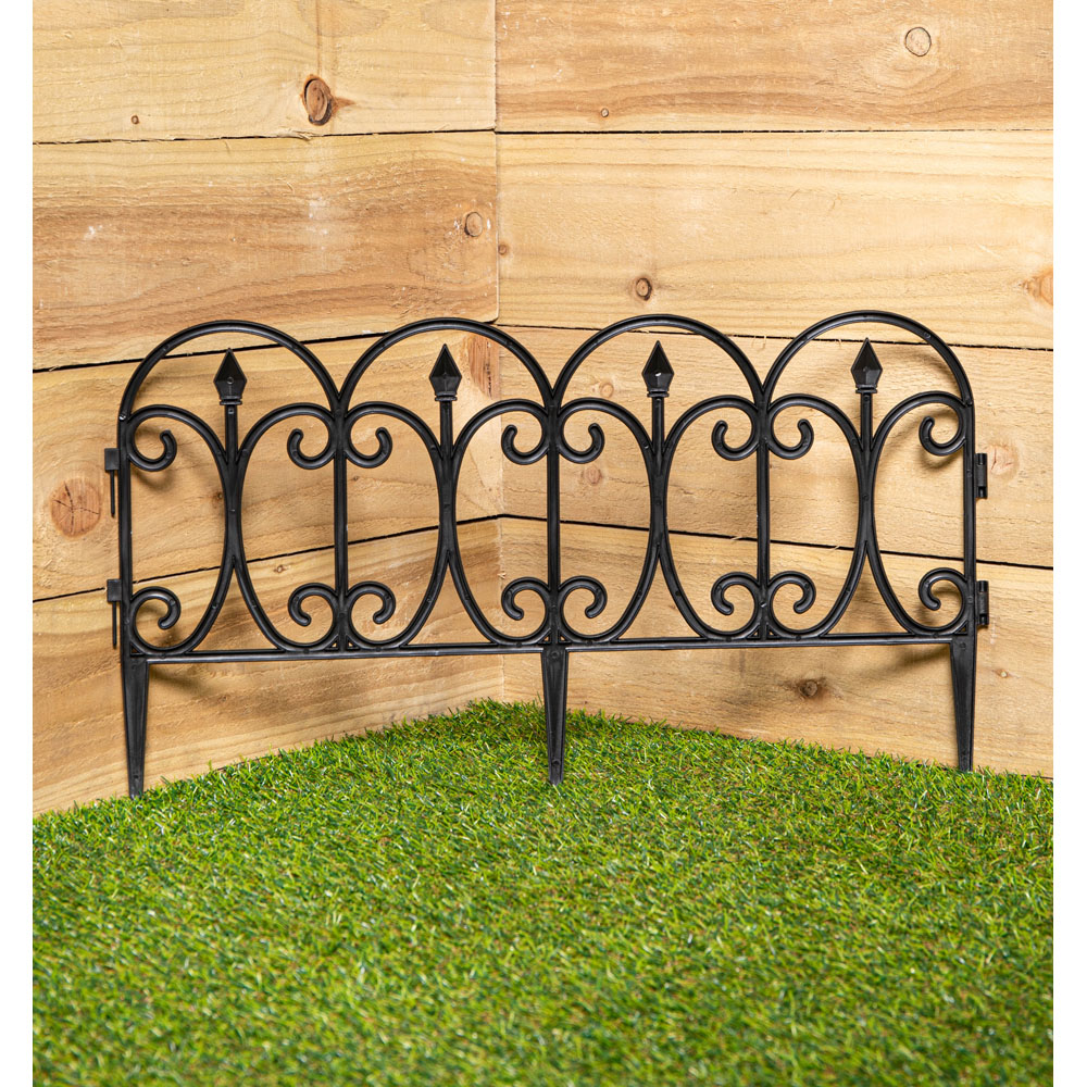 Samuel Alexander 4 Pack Black Ornate Garden Decorative Border Fence Edging Image 5