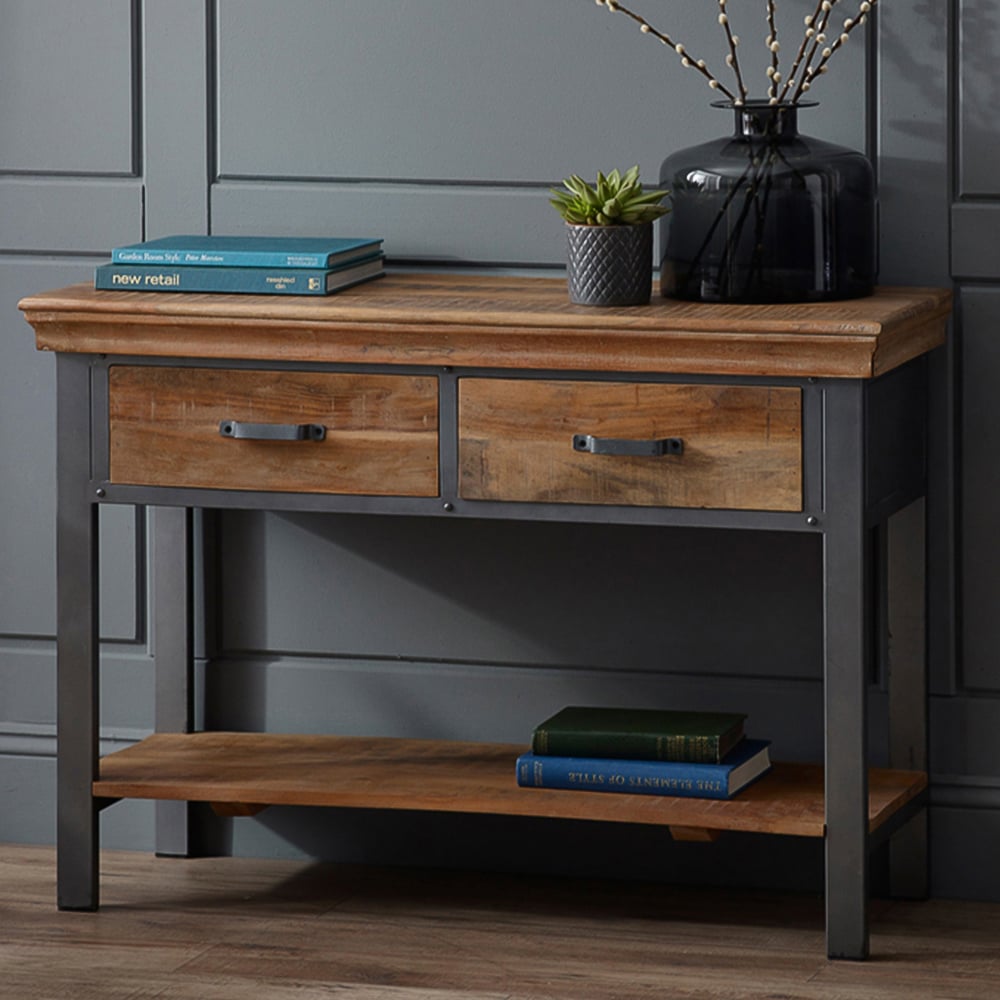 Brooklyn Malalia 2 Drawer Single Shelf Brown Console Table Image 1