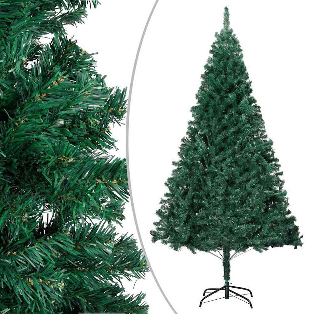 vidaXL Green Artificial Christmas Tree with LEDs Bronze Gold Decoration Ornaments 8ft Image 2
