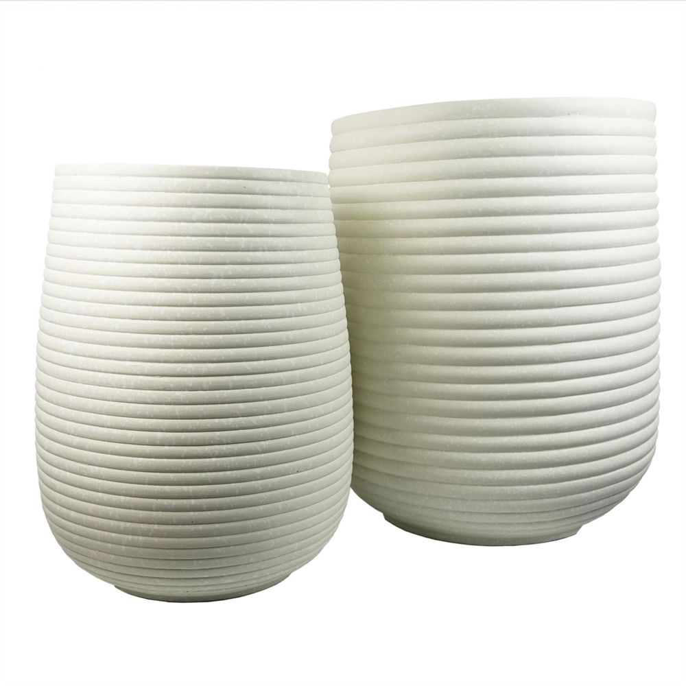 Leaf Mikos White Ridged Composite Planter 41 x 30cm Image 4