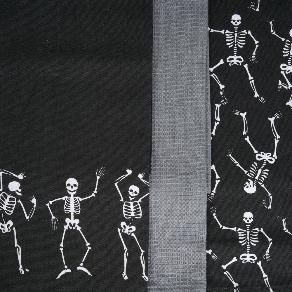 Pack of 3 Dancing Skeletons Tea Towels Black Image 3