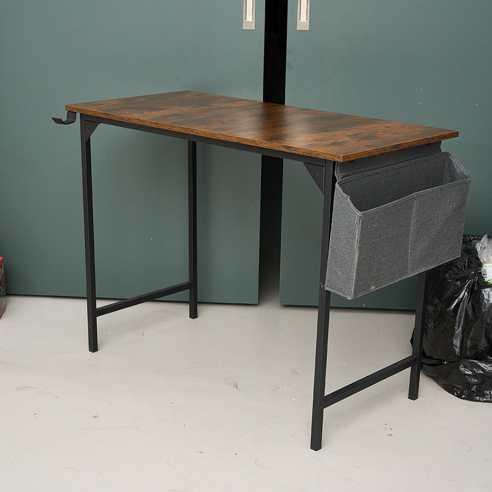 Living and Home Side Storage Pocket Office Desk Brown and Black Image 8