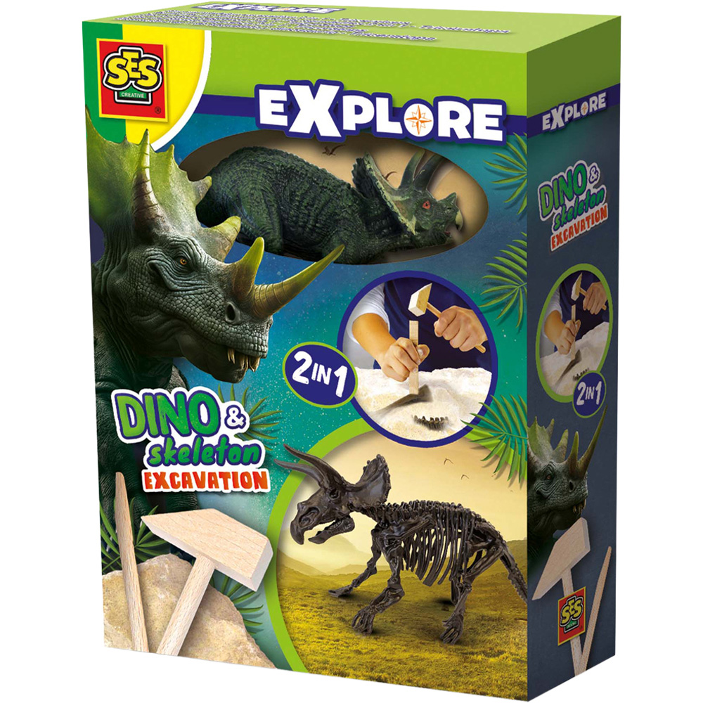SES Creative Explore 2-in-1 Triceratops Dino and Skeleton Excavation Image 1