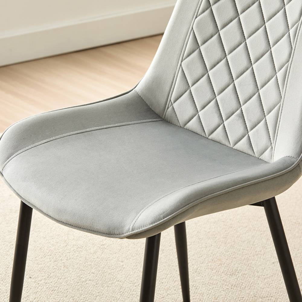 Indoor Living Amelia Set of 2 Grey Velvet Dining Chair Image 2