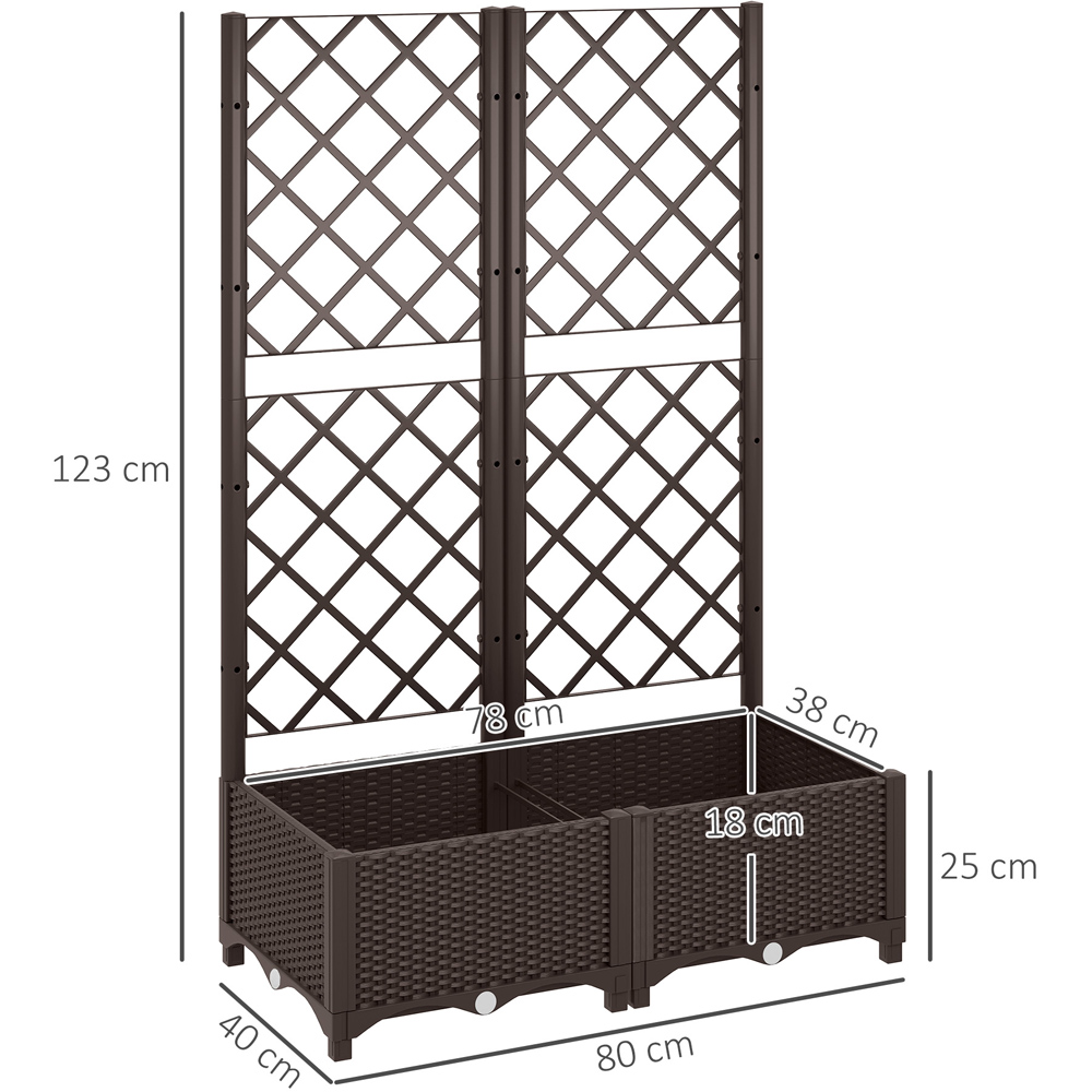 Outsunny Brown Plastic Vegetable Planter Box with Trellis 1.3 x 2.6ft Image 7