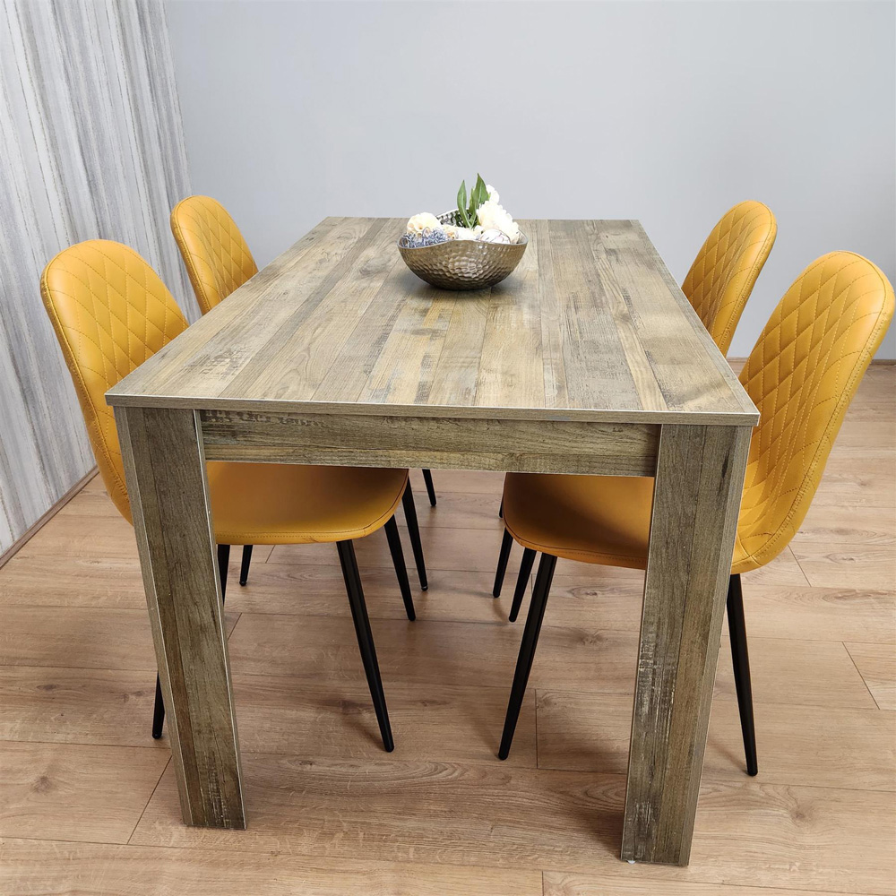 Portland 4 Seater Dining Set Rustic Effect and Mustard Gem Image 7
