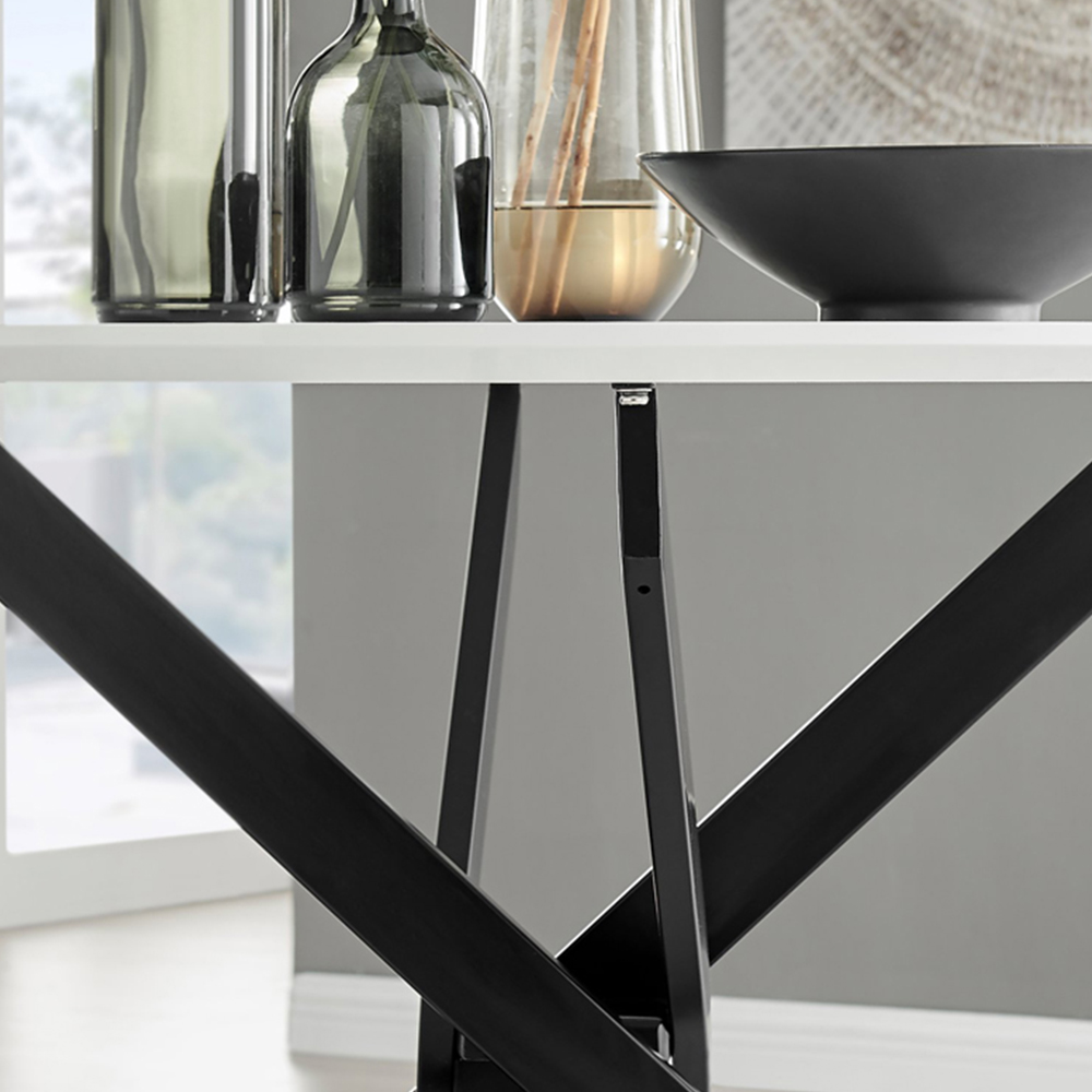 Furniturebox Arona Solara 6 Seater Round Dining Set White Gloss and Black Image 6