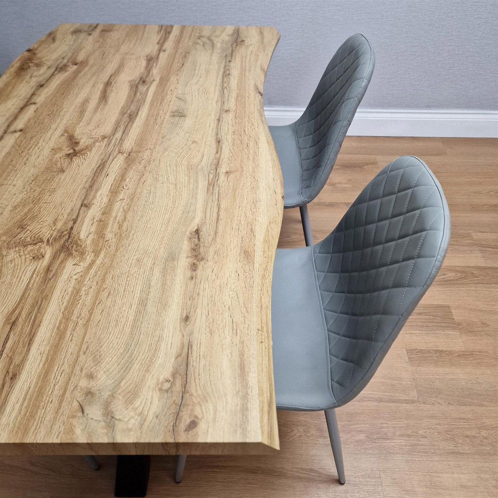 Portland 4 Seater Gem Pattern Wooden Tabletop Dining Set Grey Image 3