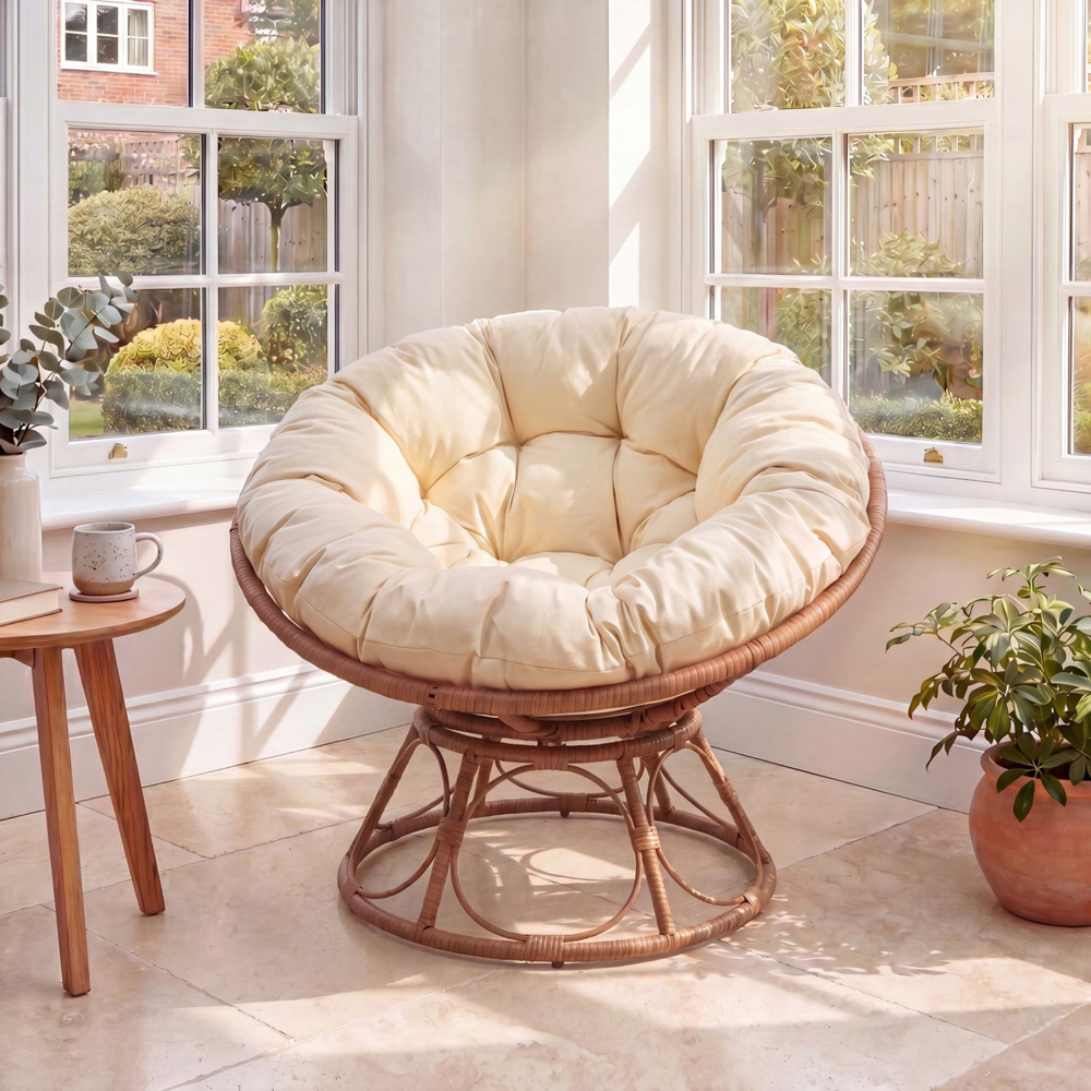 Artemis Home Amara Cream Swivel Papasan Chair with Cushion Image 4