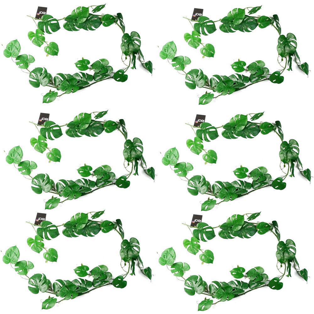 Leaf Trailing Monstera Hanging Artificial Plant 6ft 6 Pack Image 1