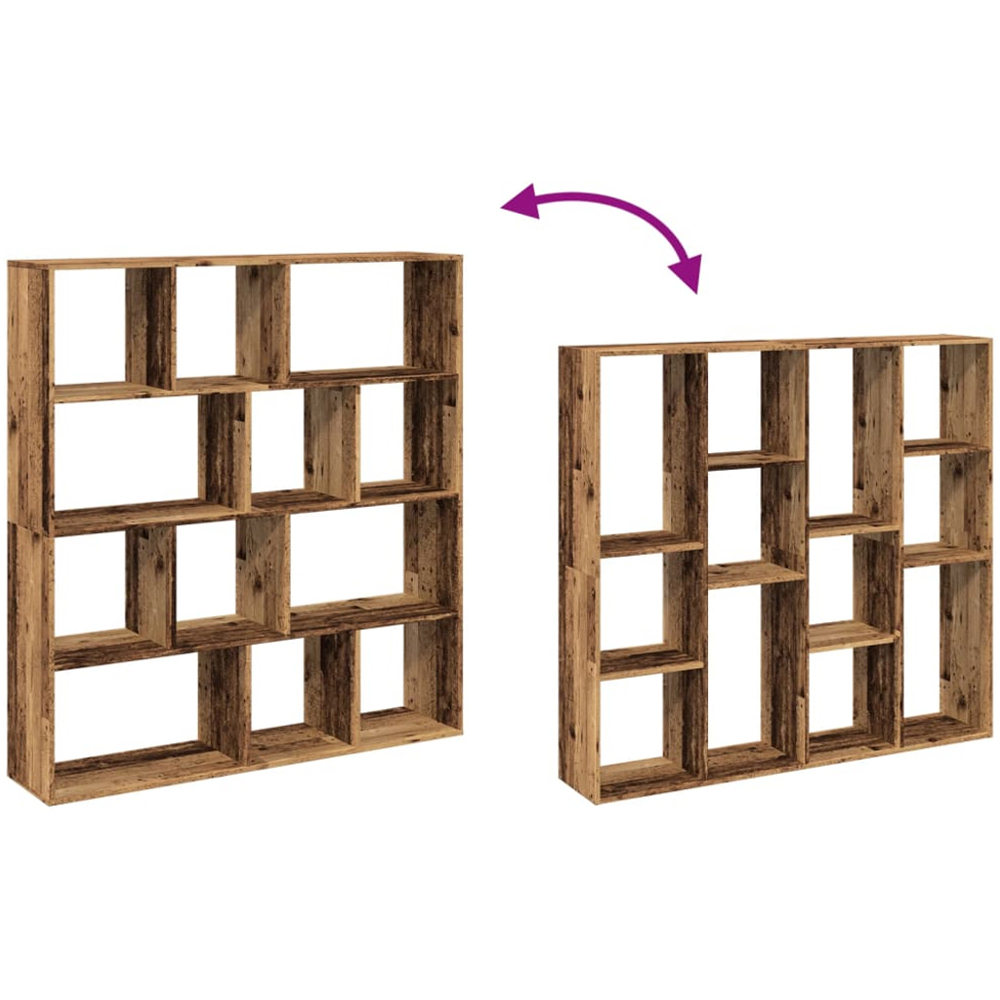 vidaXL 12 Shelf Old Wood Bookcase Image 7