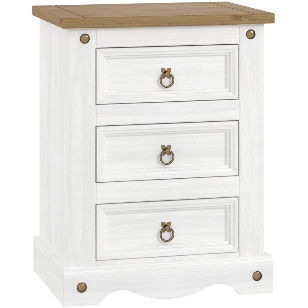 Core Products Corona 3 Drawer White Bedside Cabinet Image 2
