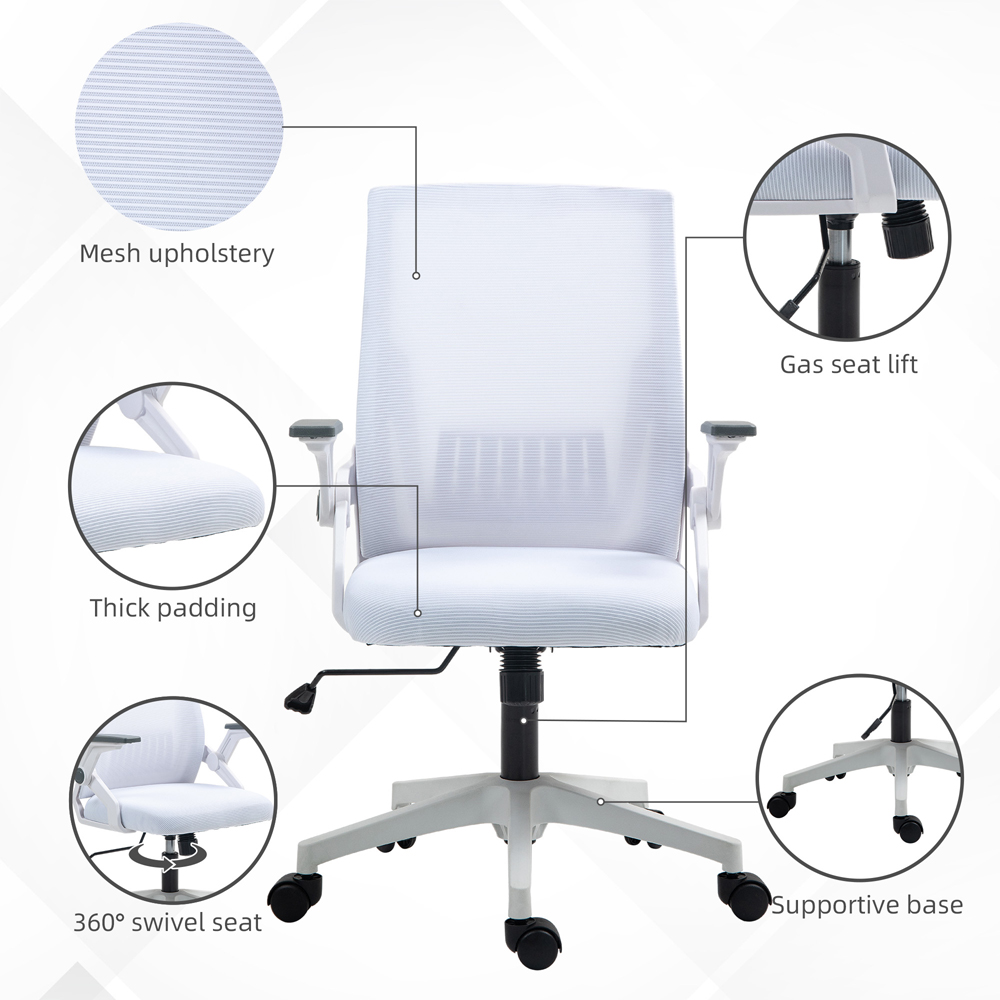 Portland White Mesh Office Chair with Lumbar Support and Wheels Image 6