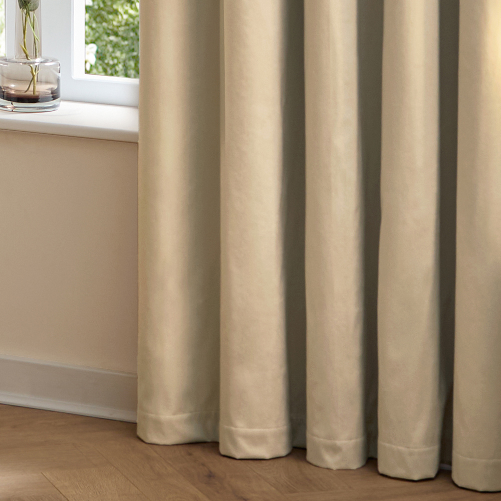 Furn The Ultimate Natural Velvet Fully Lined Pencil Pleat Curtains 229 x 229cm Image 4