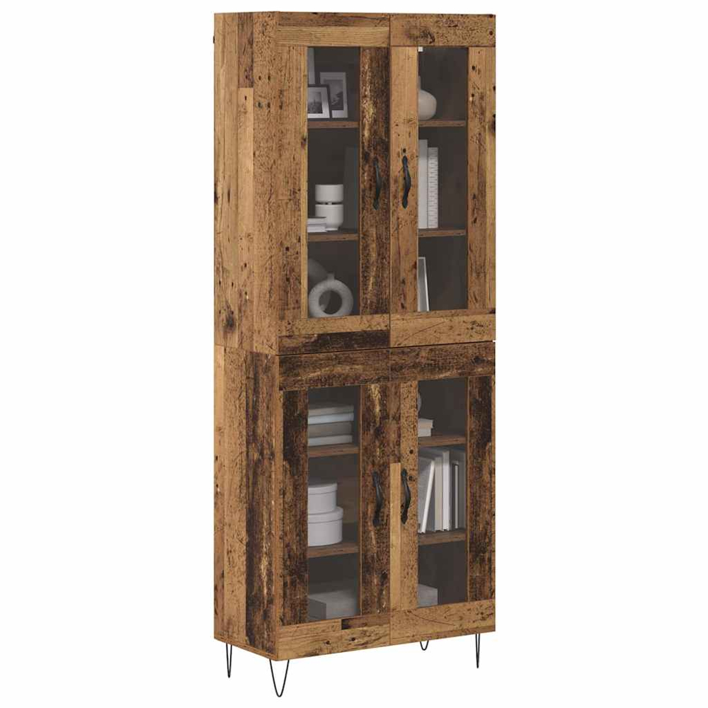vidaXL 4 Glass Door Old Wood Sideboard Image 3
