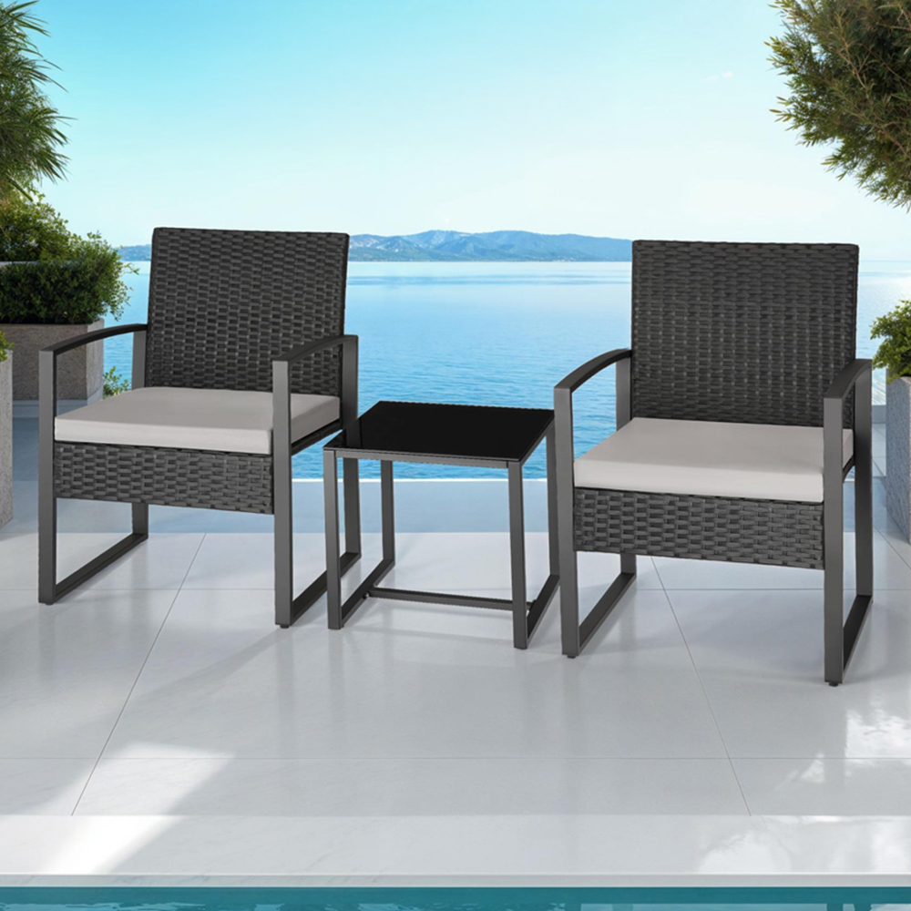 tectake Granada 2 Seater Black Bistro Set Image 1