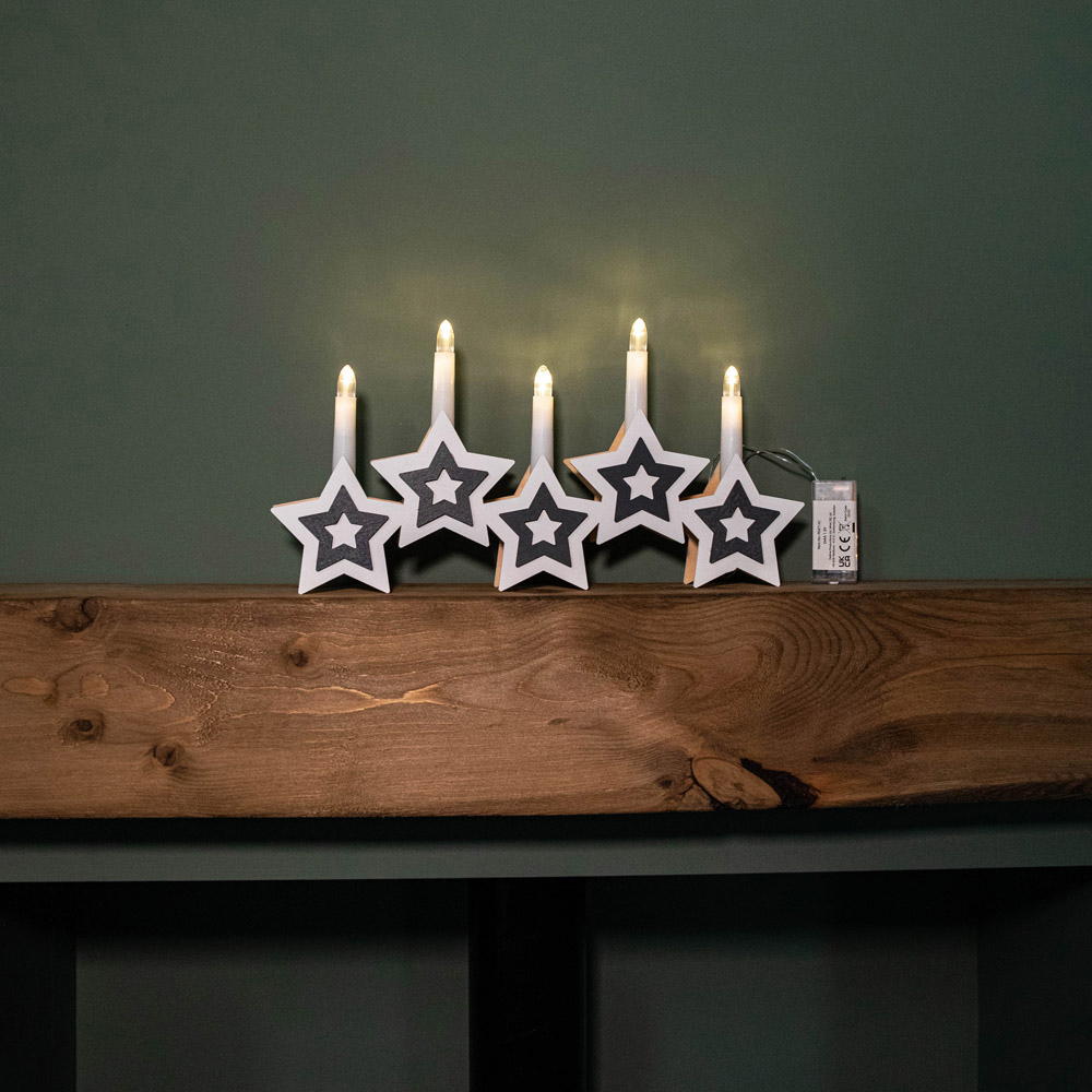Samuel Alexander White Wooden Christmas Candle Bridge with Star Image 5