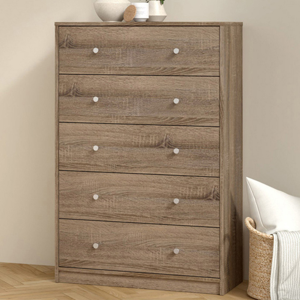 Furniture To Go May 5 Drawer Truffle Oak Chest of Drawers Image 1
