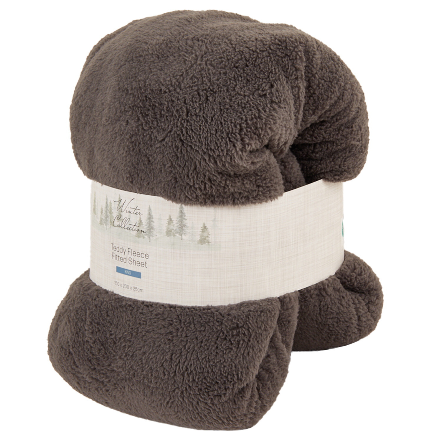 Teddy Fleece Fitted Sheet Charcoal Db - Charcoal / King Image 2